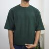 Waffle Drop Shoulder T-Shirt - Bottle-green