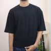Waffle Drop Shoulder T-Shirt - Black