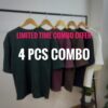 4 Pieces Combo - Waffle Drop Shoulder T-Shirt