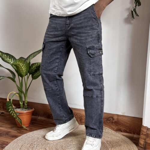 Charcoal-Grey Semi-Baggy Denim Pant