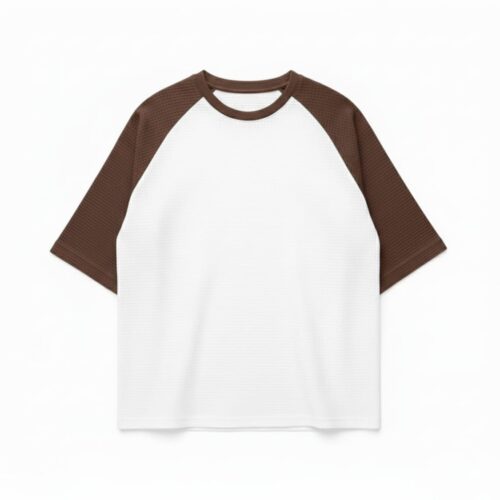 Waffle Contrast Oversized T-shirt-White